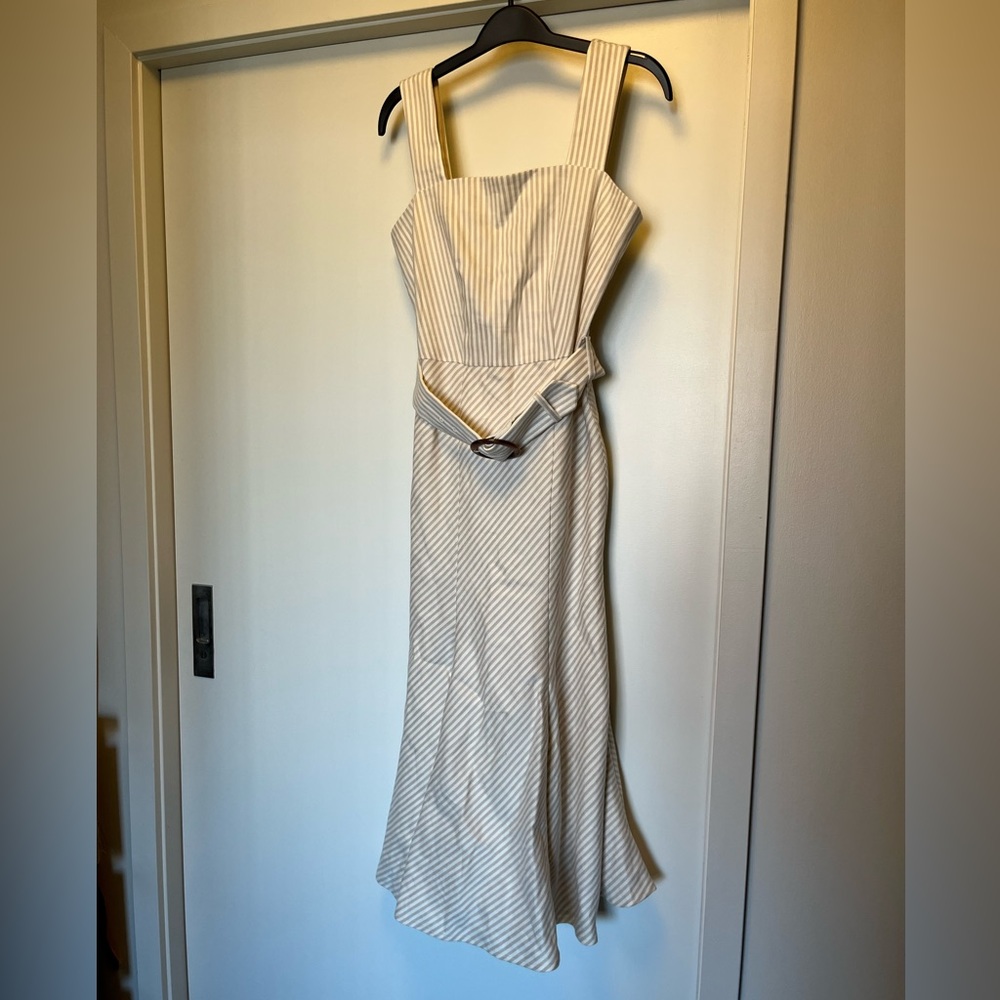NWT Ann Taylor Size 2 Striped Midi Dress w Belt